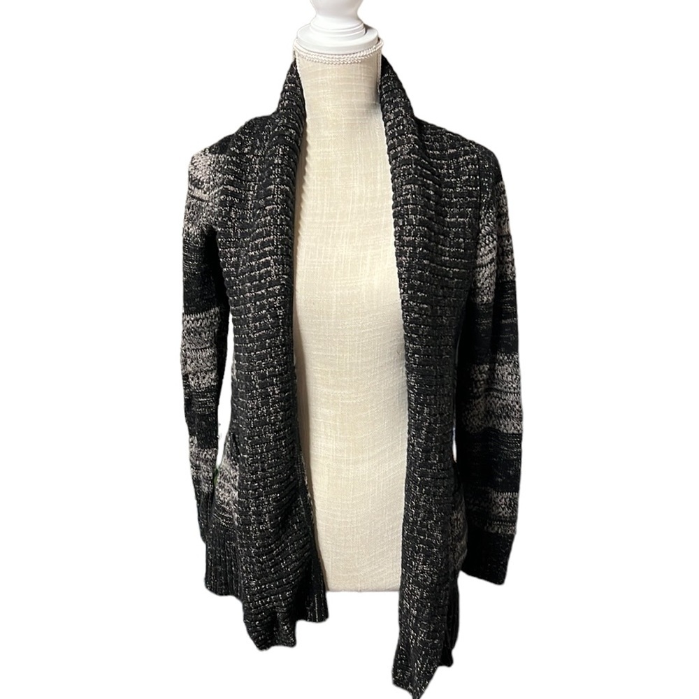 Apt 9 Long Sleeve Cardigan Sweater Knit Black Gray Womens Size M
